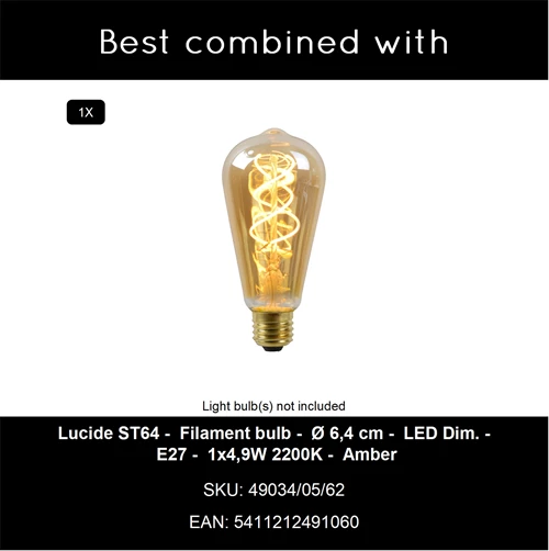 Lucide ILONA - Lámpara de suelo - Ø 34 cm - 1xE27 - Ámbar - CROSSSELL